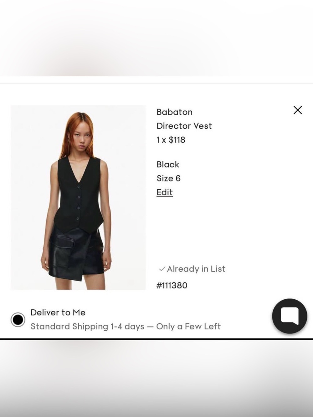 Black Babaton Director Vest Aritzia